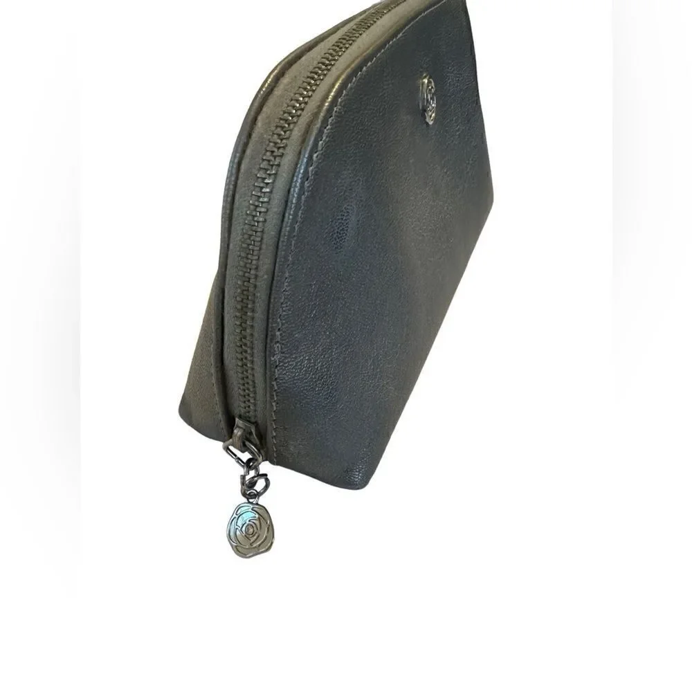 Chanel leather silver pouch